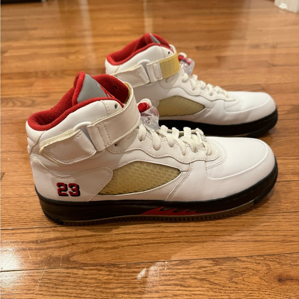 Nike Air Jordan Fusion 5 White/Varsity Red/Black Size 9.5